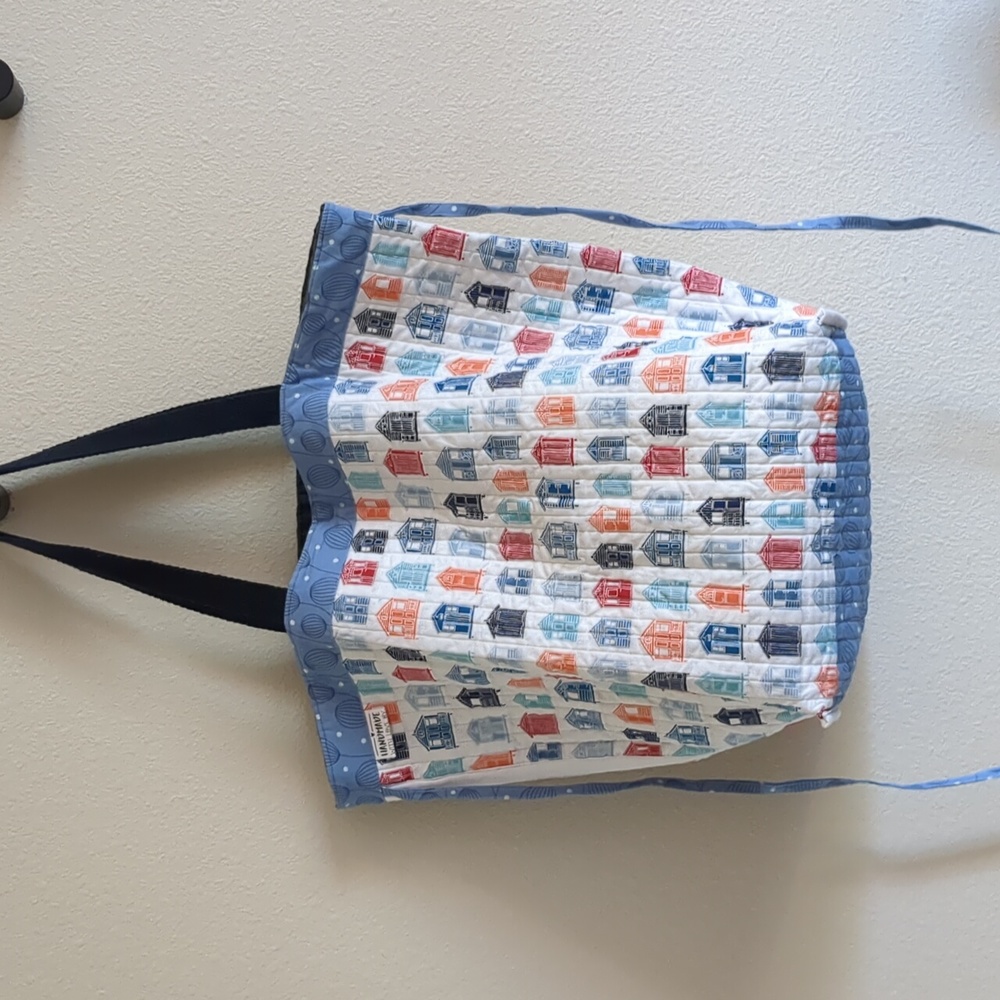 Handmade quilted tote bag reversible